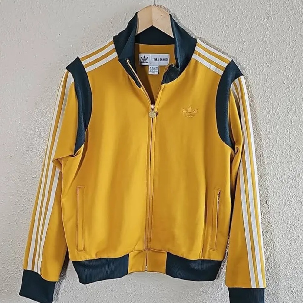 Adidas YARA SHAHIDI Unisex Varsity Track Top Jacket Size S Gold/Green BNWT!